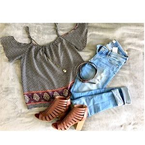 Semi-strapless blouse